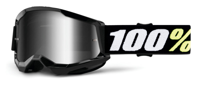 100% Strata 2 Junior Youth Offroad Goggle Black - Mirror Silver Lens