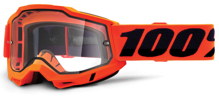 100% Accuri 2 Enduro Moto Offroad Goggle Neon/Orange - Clear Lens