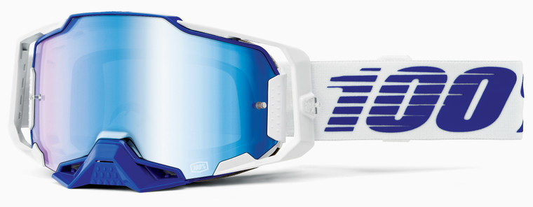 100% Armega Offroad Goggle Blue - Mirror Blue Lens