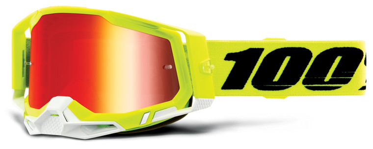 100% Racecraft 2 Offroad Goggle Yellow - Mirror Red Lens