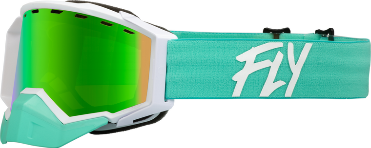 FLY RACING - 37-50273 - ZONE SNOW GOGGLE MINT/WHITE W/ GREEN MIRROR/AMBER LENS