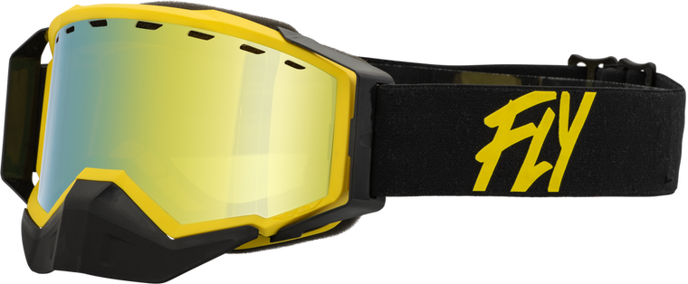 FLY RACING - 37-50271 - ZONE SNOW GOGGLE BLACK/YELLOW W/ GOLD MIRROR/YELLOW LENS