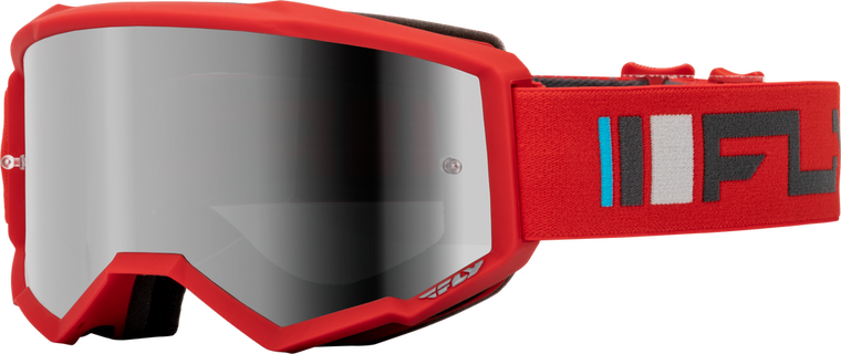 FLY RACING - 37-51522Y - YOUTH ZONE GOGGLE RED/CHARCOAL W/ SILVER MIRROR/SMOKE LENS