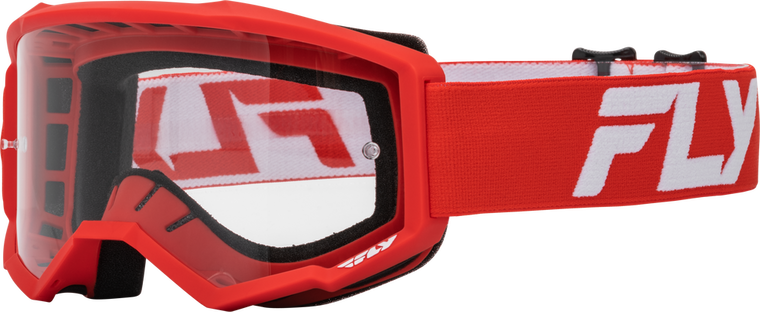 FLY RACING - 37-51156 - FOCUS GOGGLE RED/WHITE W/ CLEAR LENS