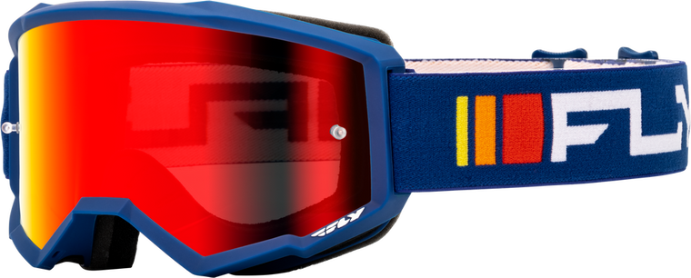 FLY RACING - 37-51521 - ZONE GOGGLE NAVY/WHITE W/ RED MIRROR/SMOKE LENS