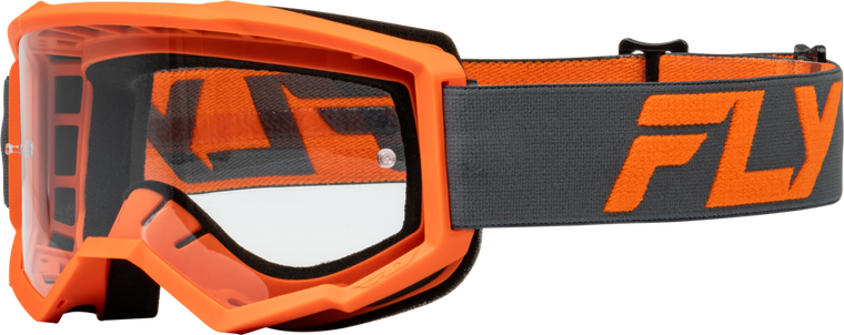 FLY RACING - 37-51154 - FOCUS GOGGLE CHARCOAL/ORANGE W/ CLEAR LENS