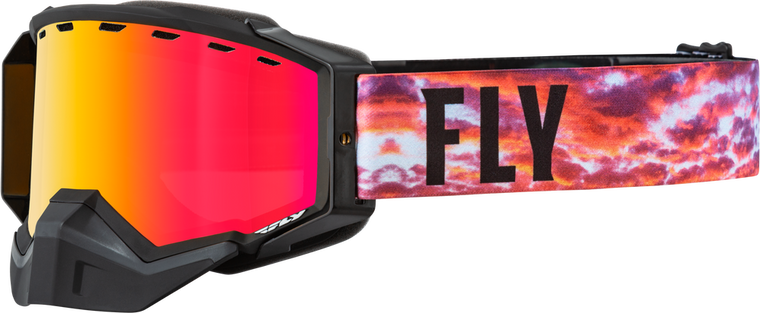 FLY RACING - 37-50333 - ZONE PRO SNW GOGGLE BLK/SUNSET W/ RED MIRROR/PLRZD SMOKE LENS