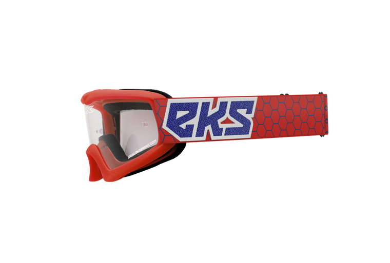 EKS BRAND - 067-30340 - XGROM YOUTH GOGGLE RED/WHITE/BLUE METALLIC CLEAR
