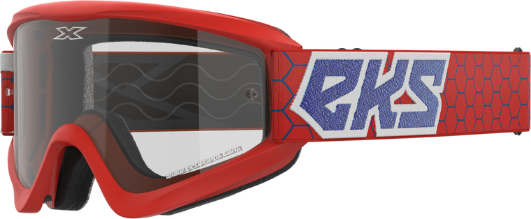 EKS BRAND - 067-60455 - FLAT OUT CLEAR GOGGLE RED/WHITE/BLUE CLEAR