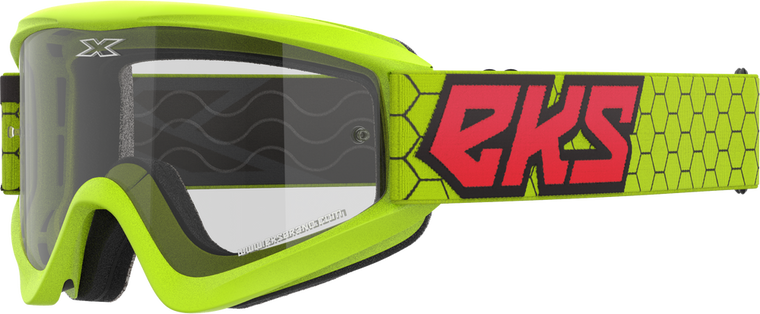 EKS BRAND - 067-60445 - FLAT OUT CLEAR GOGGLE FLO YLW/BLACK/FIRE RED CLEAR