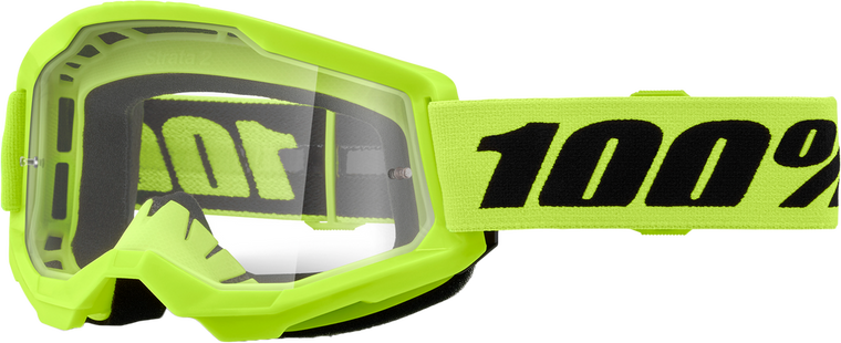 100% - 50027-00016 - STRATA 2 GOGGLE NEON YELLOW CLEAR LENS