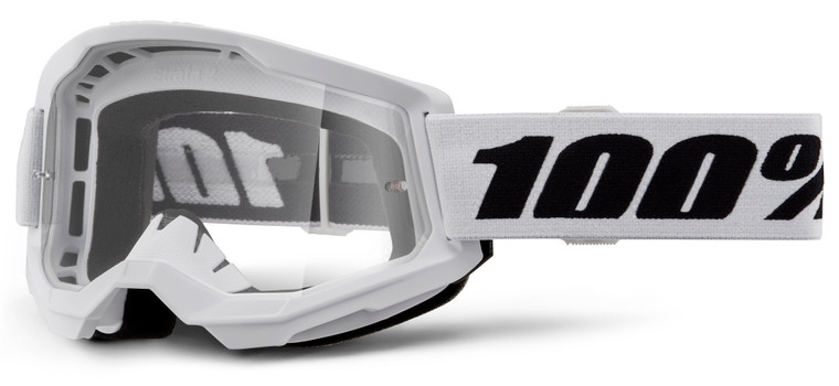 100% Strata 2 Junior Youth Offroad Goggle White - Clear Lens
