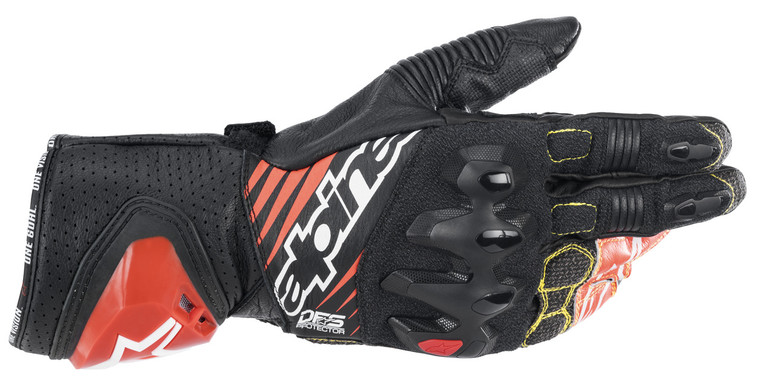 Alpinestars GP Tech V2 S Motorcycle Gloves Black/White/Red Fluo