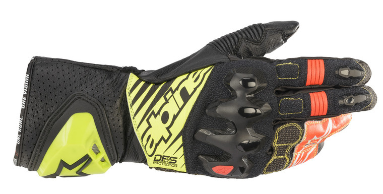 Alpinestars GP Tech V2 S Motorcycle Gloves Black/White/Red Fluo/Yellow Fluo