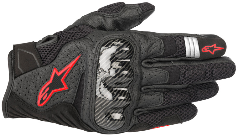 Alpinestars SMX-1 Air v2 Motorcycle Gloves Black/Red Fluo