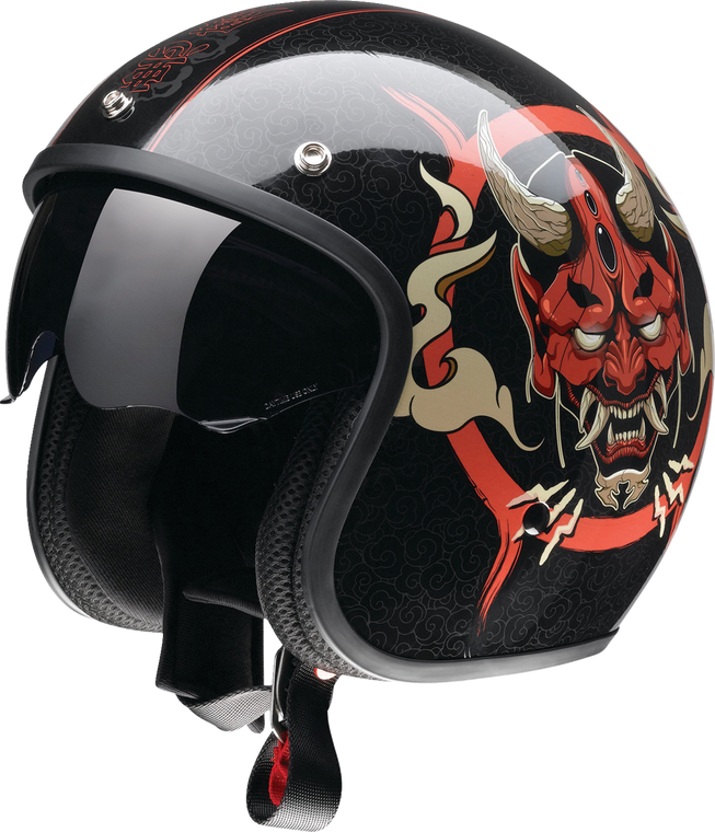 Z1R Saturn Devilish Open-Face Helmet Black/Red