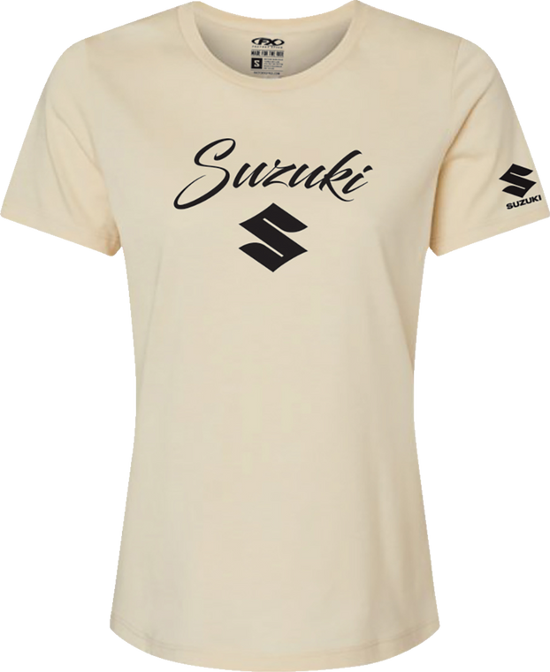 Factory Effex Womens Suzuki Script T-Shirt Heather Cream