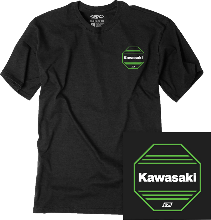 Factory Effex Kawasaki Octagon T-Shirt Heather Black