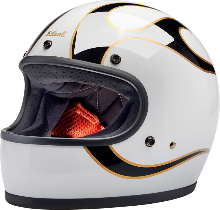 Biltwell Gringo Full Face Helmet Flames White/Black