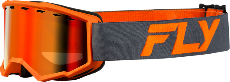 FLY RACING - FLB-24FY3 - YTH FOCUS SNOW GOGGLE CHAR/ORG W/ RED MIRROR/AMBER LENS