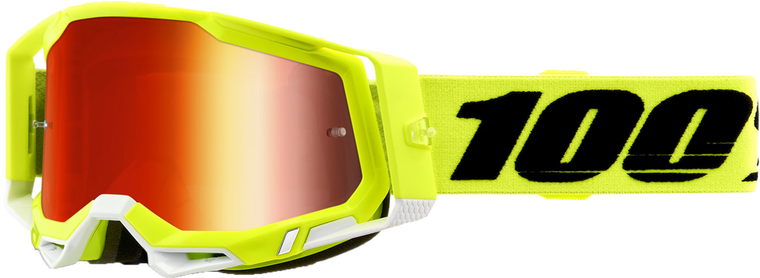 100% - 50010-00004 - RACECRAFT 2 GOGGLE YELLOW MIRROR RED LENS