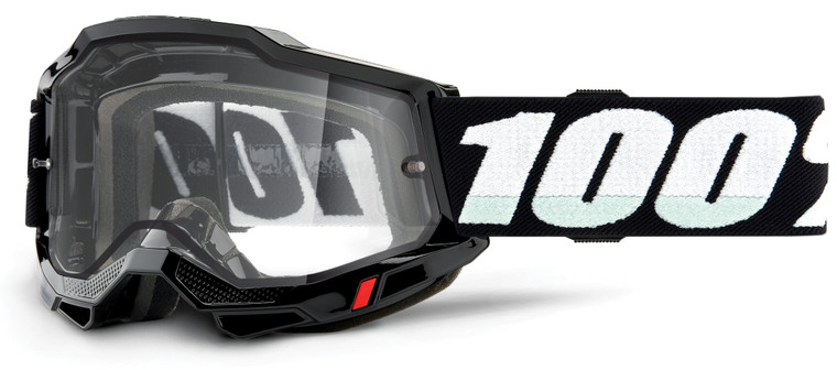 100% Accuri 2 Enduro Moto Offroad Goggle Black - Clear Lens