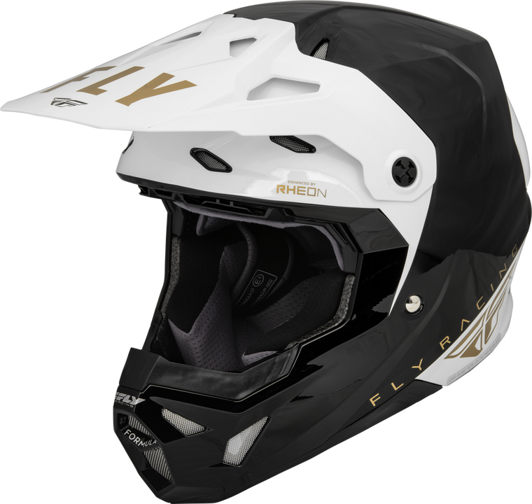 FLY Racing 2023 Youth Formula CP Slant Offroad Helmet Black/White/Gold Youth Large