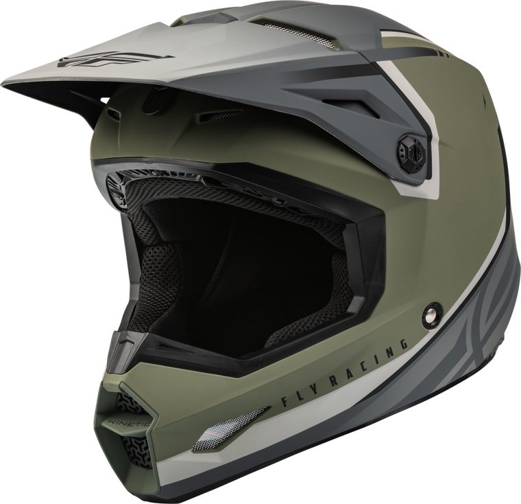 FLY Racing 2023 Kinetic Vision Offroad Helmet Matte Olive Green/Grey