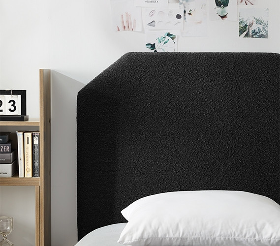 Guy’s Dorm Room Ideas - Black Boucle Twin XL Headboard with Legs - Men ...