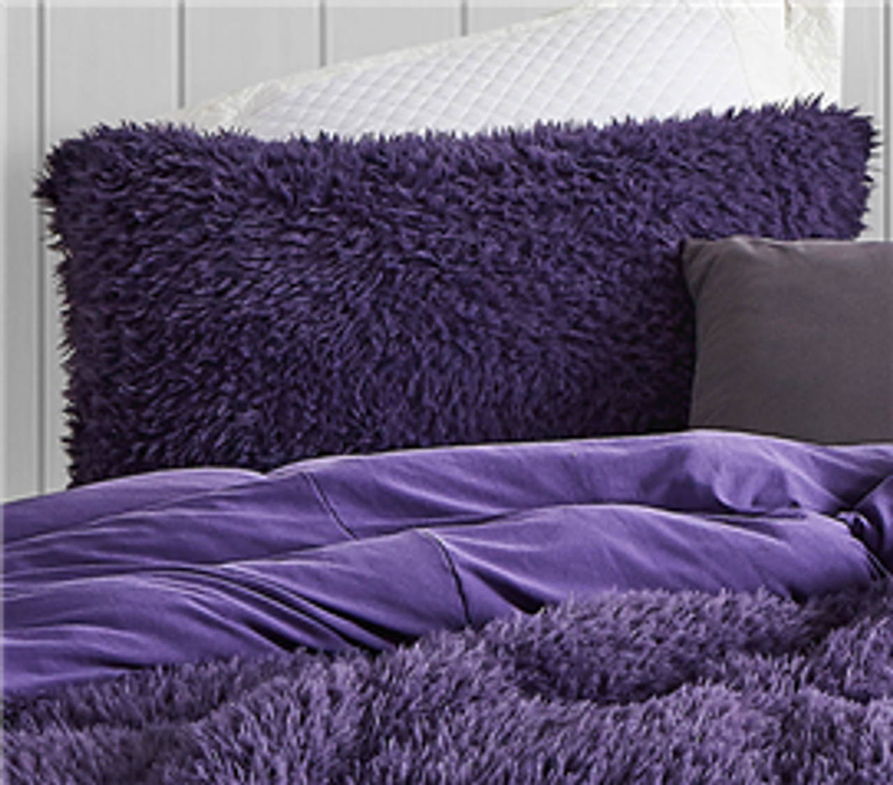 Plush Furry Pillow Cover Decorative Pillow Case Dark Purple