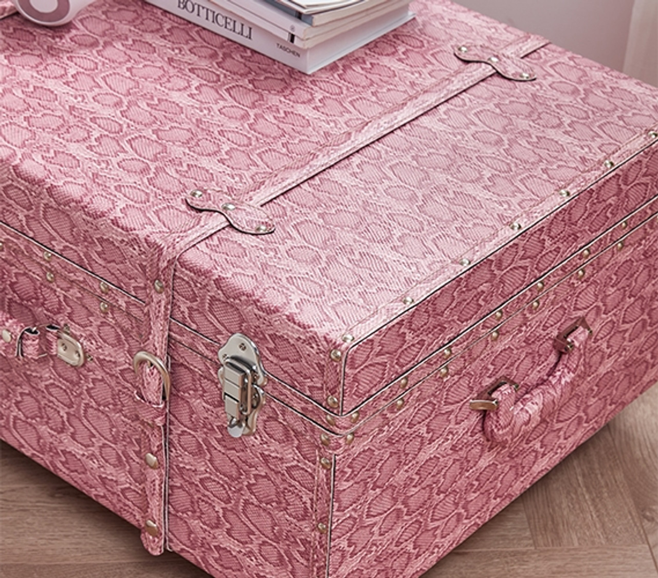 Cute Dorm Room Decor: Pink Snakeskin Texture Brand Storage