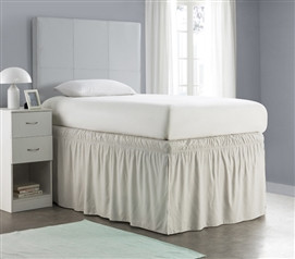Dorm Length Bed Skirt Dust Ruffle Bedding for Dorm Wrap Around Bed