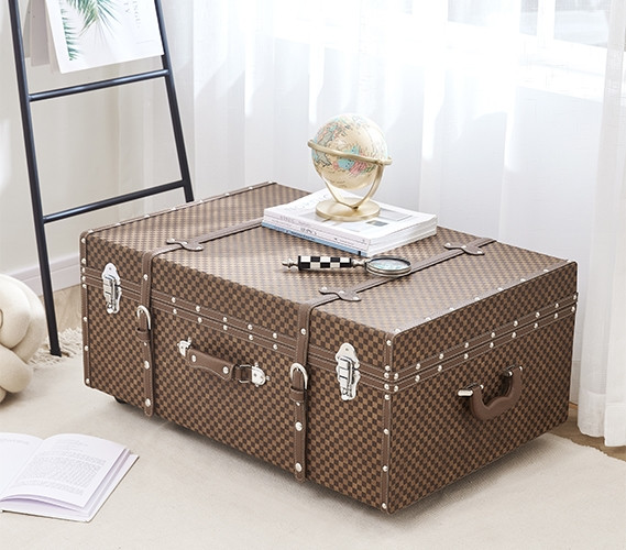 Trendy Dorm Room Decor: Brown Checker Texture Brand Trunk