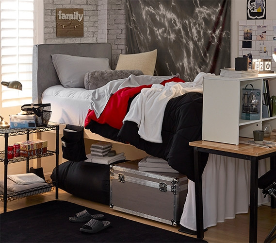 Cherry Red/Black Full Comforter Oversized Bedding for Dorm Bed