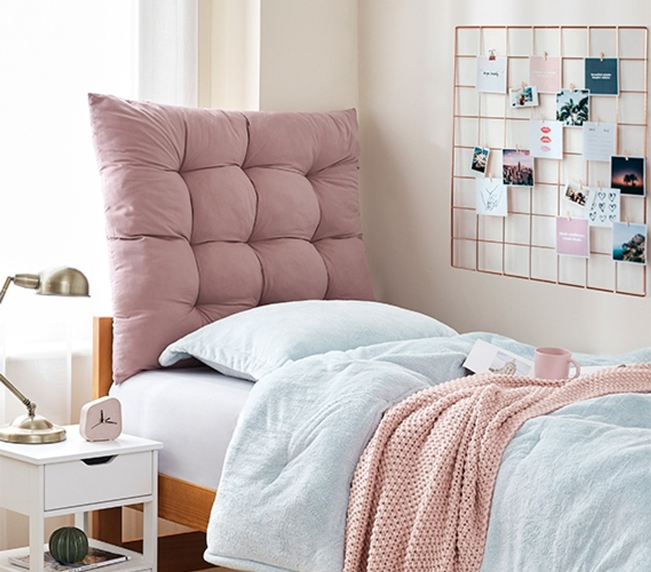 Cute Dorm Decor Bedding: Rainha Puffy Tufted College Headboard