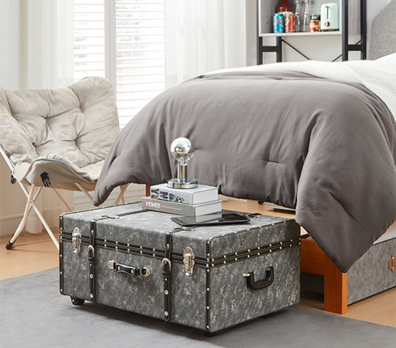 College Dorm Storage Solutions - Texture Brand Trunk - Jeans