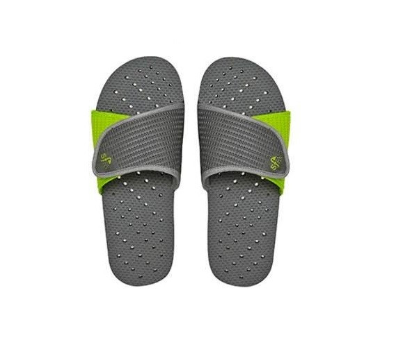 Showaflops - Men's Antimicrobial Shower Sandal - Gray/Lime Shower Shoes ...