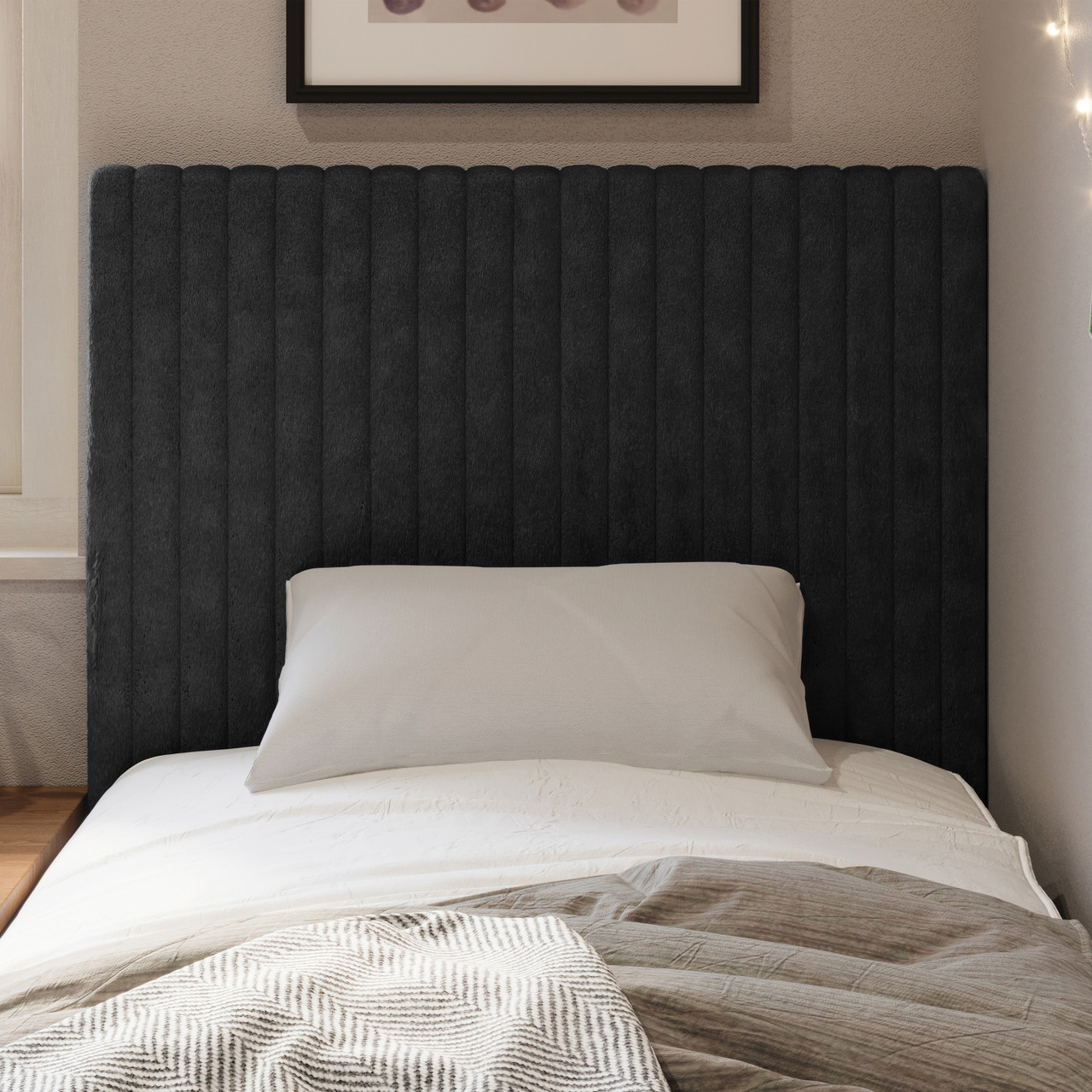 USA Made Twin XL Bedding Accessory - Black Dorm Headboard Wall