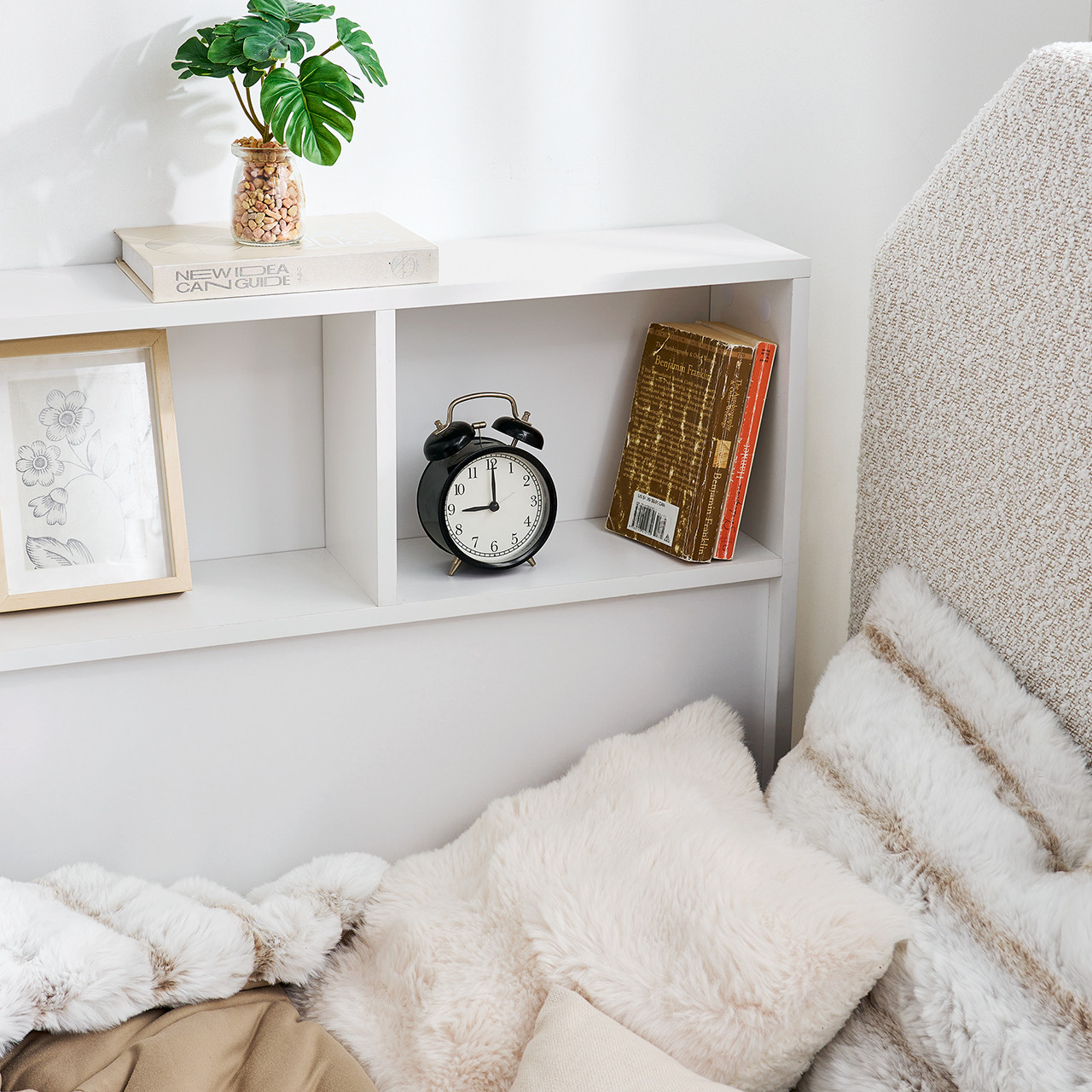 Yak About It® Compact Classic College Dorm Bedside Shelf - White