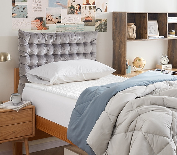 Twin Dorm Headboards DormCo Bevel Tacked Plush Headboard With Legs