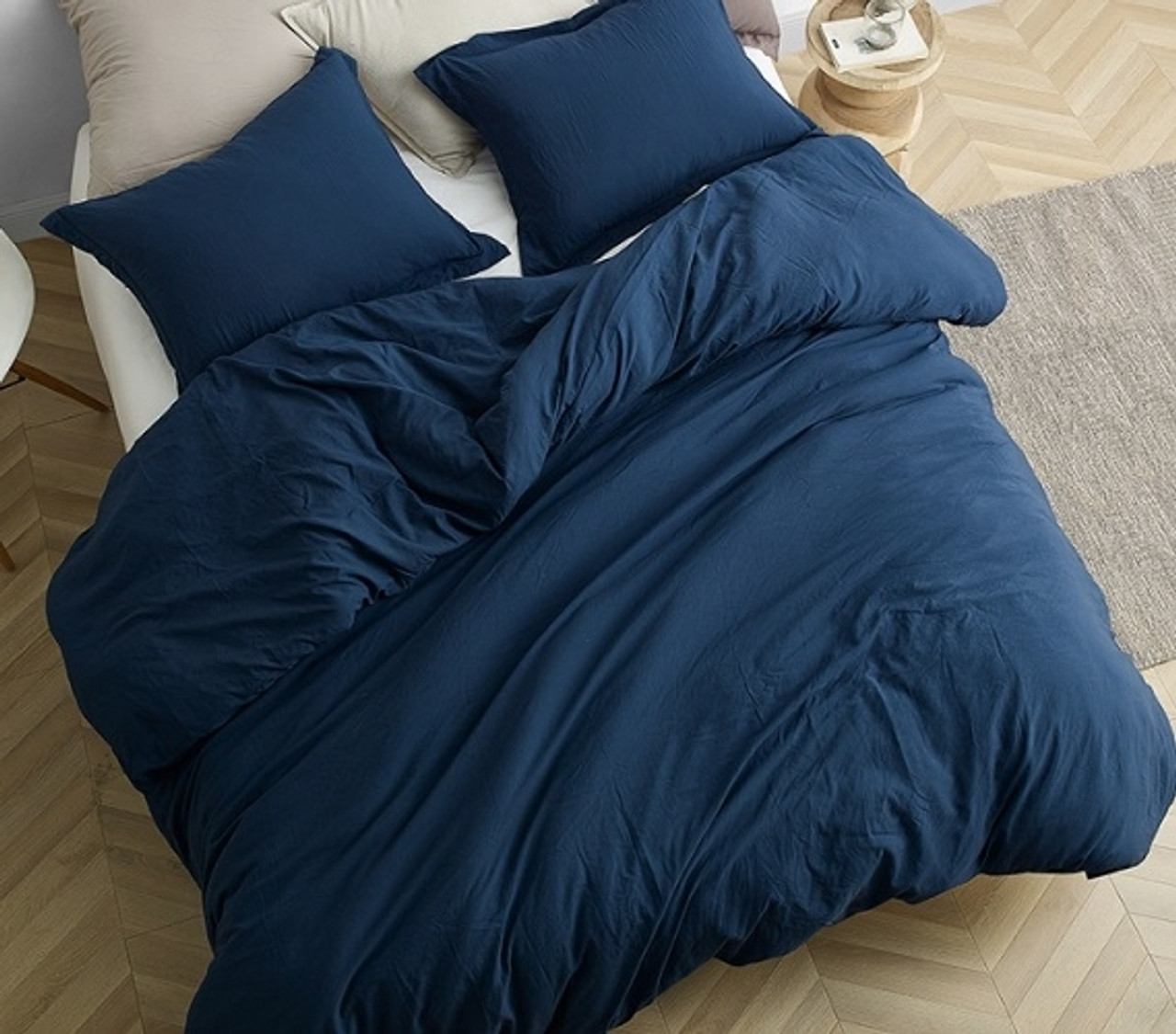 Dorm Weighted Blanket Set Navy Blue Twin Extra Long Duvet Cover