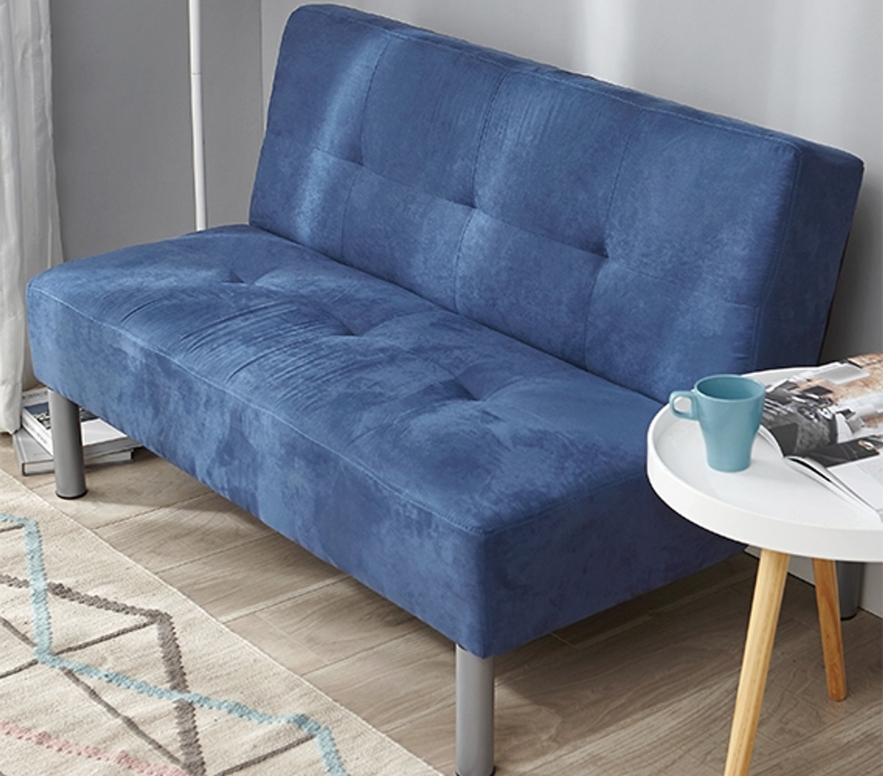 Space Saving Dorm Furniture Dark Blue Mini Couch for Small