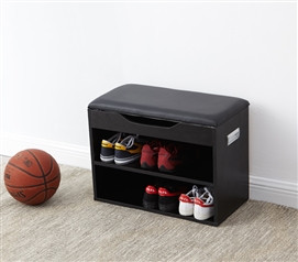 Black Useful Compact Shoe Rack Bench Essential Dorm Room Storage