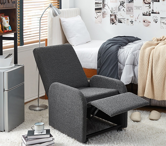 Gray Chair for Small Spaces 2East™ Gray College Recliner Seat