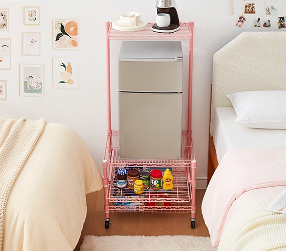 小物 #SupRe:room Girl's Dorm Decor - Suprima Portable Mini Fridge Organizer - Pink