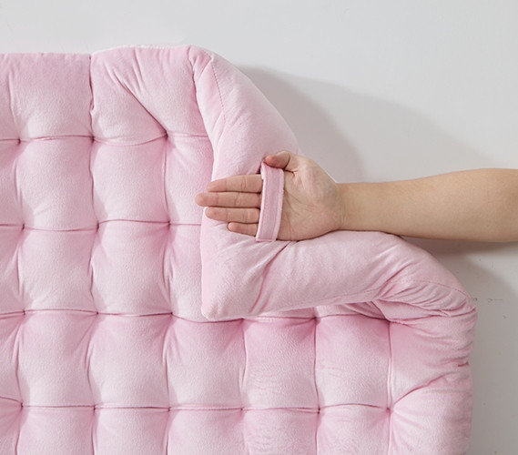 Trendy Dorm Room Decor - Rainha Cushion Tufted Pink Velvet