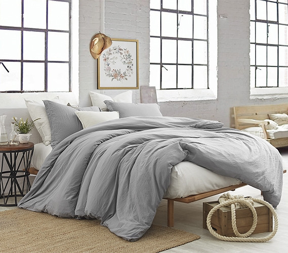 Luxury Dorm Bedding - Natural Loft Designer Gray Twin XL Oversized