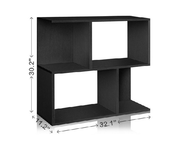 Double Stack Bookshelf Black- Way Basics Dorm Dorm Supply