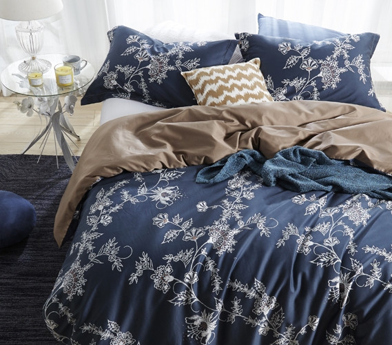 Decorative Dorm Bedding Moxie Vines Twin XL Duvet Cover Navy Extra
