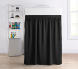 Luxury Velvety Plush Extended Twin Extra Long Black Bed Skirt Panel with Ties